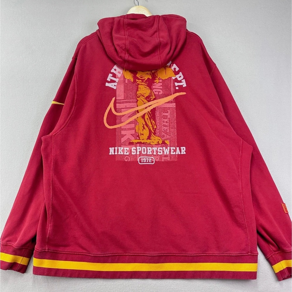 Nike NSW Club Fleece Pullover Hoodie Mens XXL Gym‎ Red Retro Sweatshirt - Picture 5 of 13